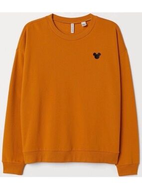 H&M Disney Mickey Mouse Embroidered Burnt Orange Sweater M